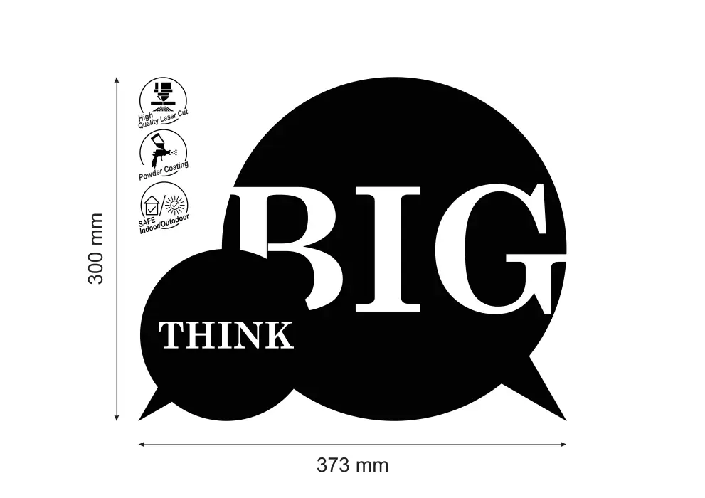 Decoratiune perete metal Think Big - limba engleza