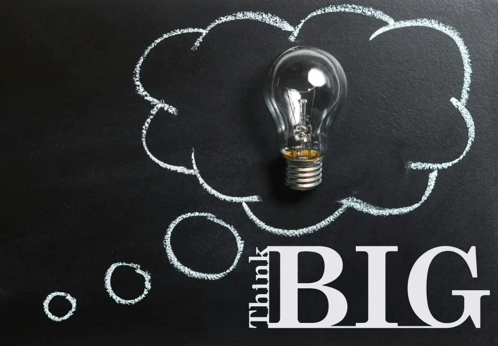 Inscriptie metal Think Big - limba engleza