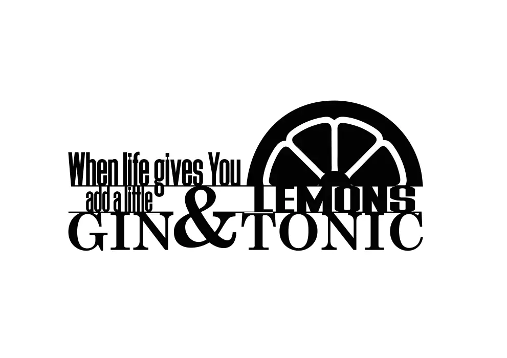Inscriptie metal Gin Tonic - limba engleza