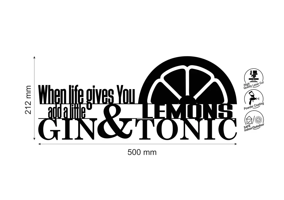 Inscriptie metal Gin Tonic - limba engleza
