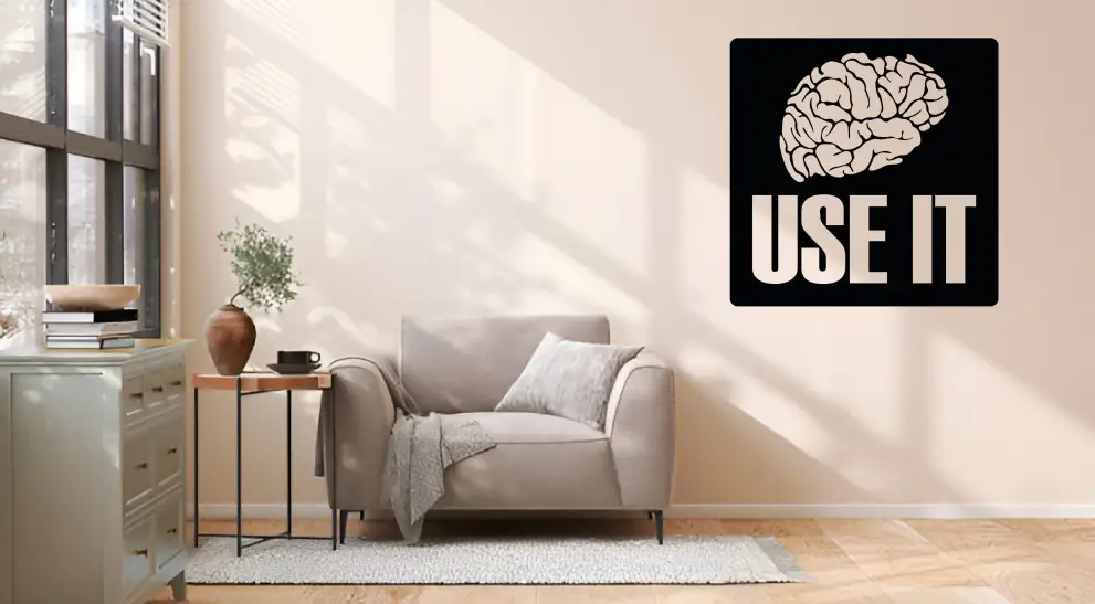 Decor metal motivational Use It (brain) 35x35cm