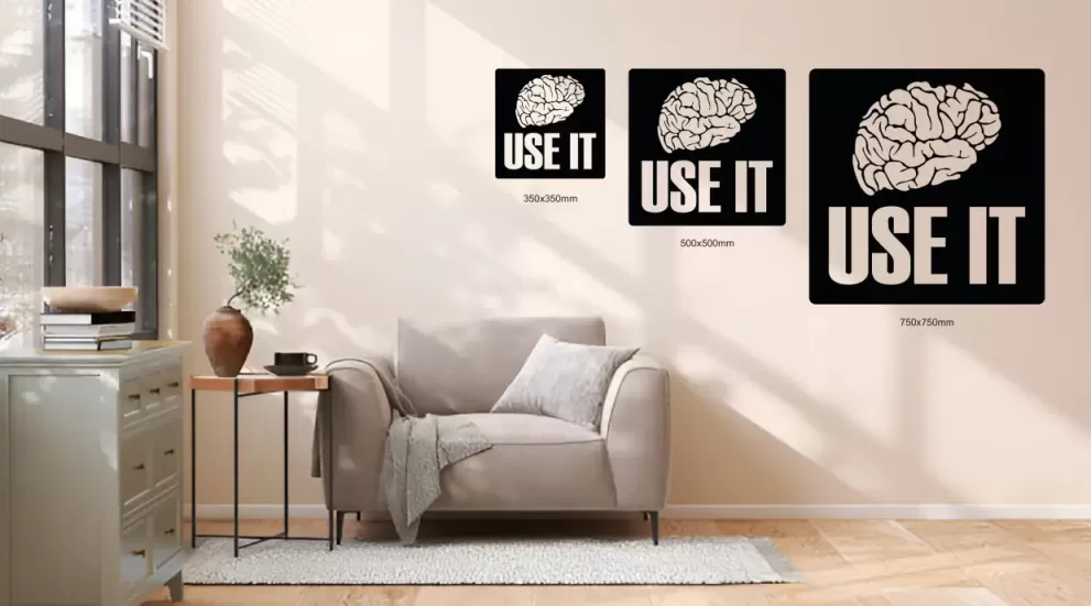Decor metal motivational Use It (brain) 50x50cm