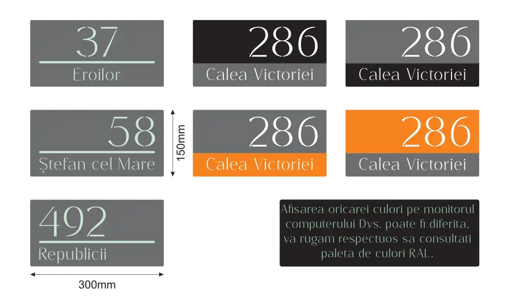 Numere de casa personalizate elegante - model 13 - 30x15cm