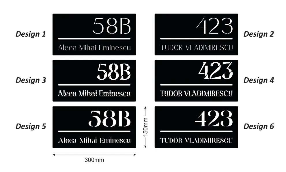 Numere de casa personalizate orizontale - model 1D1 - 30x15cm