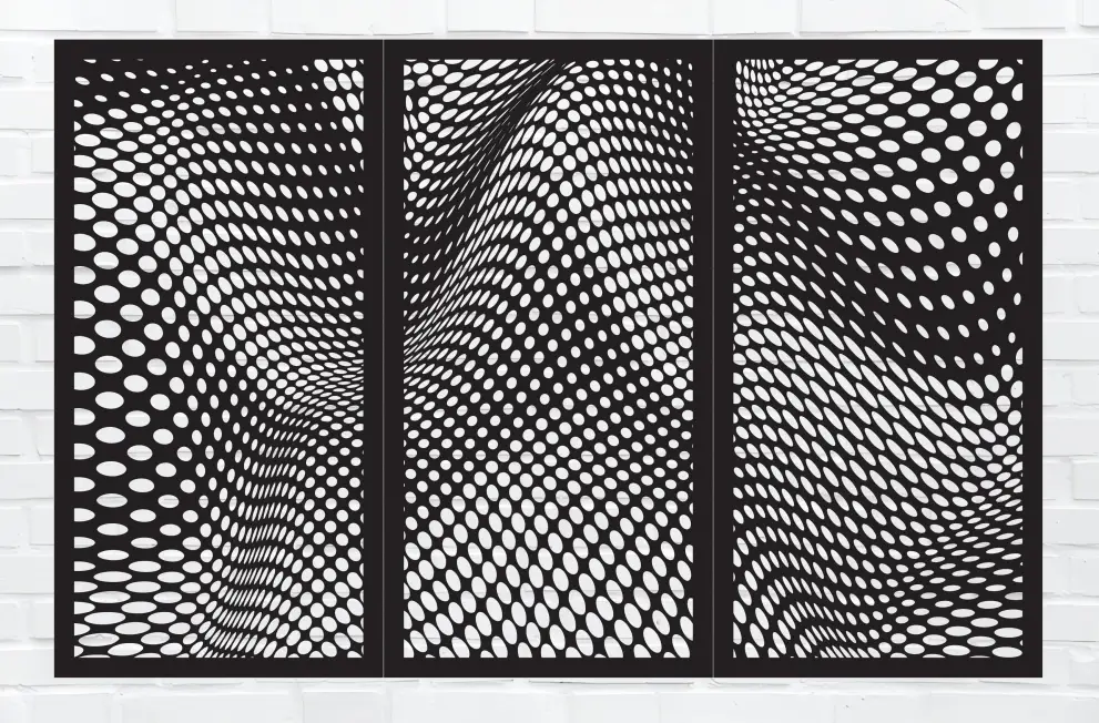 Decoratiune perete metal panouri perforate - 3 bucati