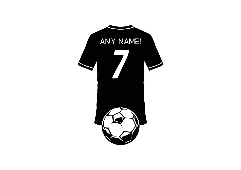 Decoratiune perete metal tricou fotbal cu minge fotbal_2 - alege-ti numele de pe tricou!