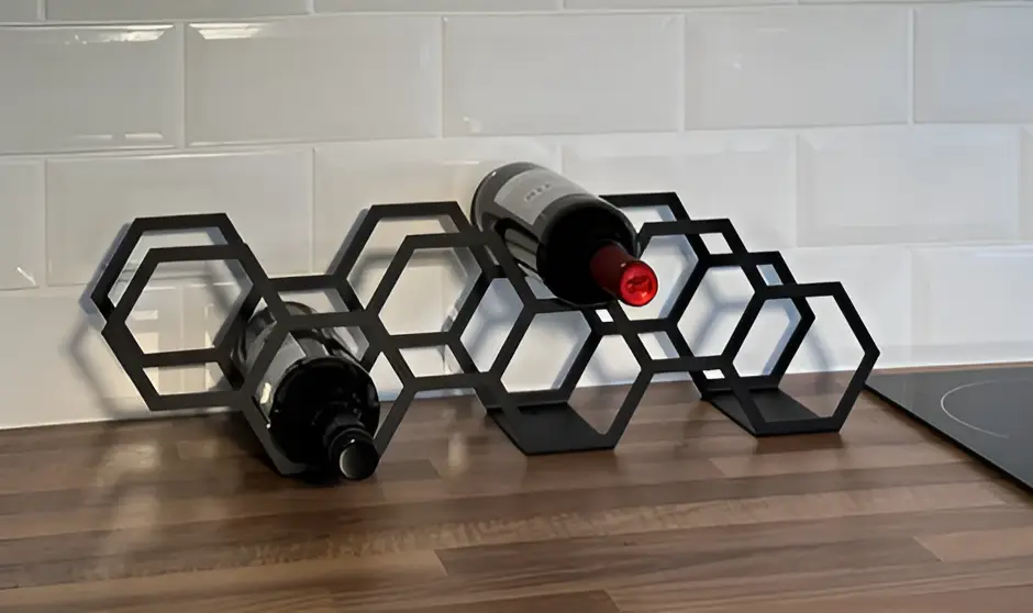Suport hexagonal suspendat 6 sticle vin