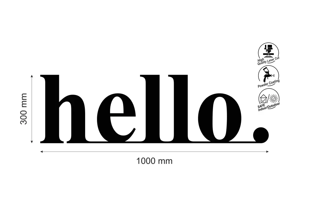 Inscriptie metal Hello - limba engleza