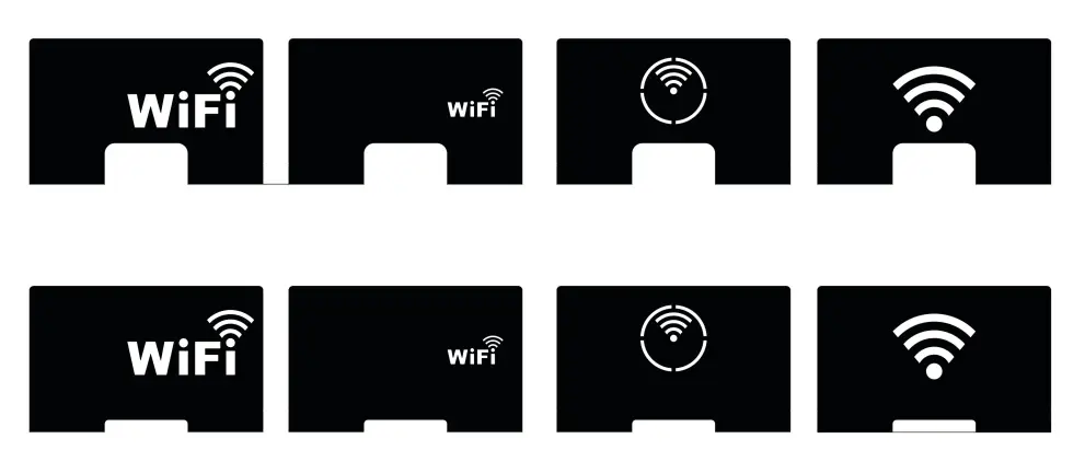 Suport metalic router WiFi cu logo in cerc