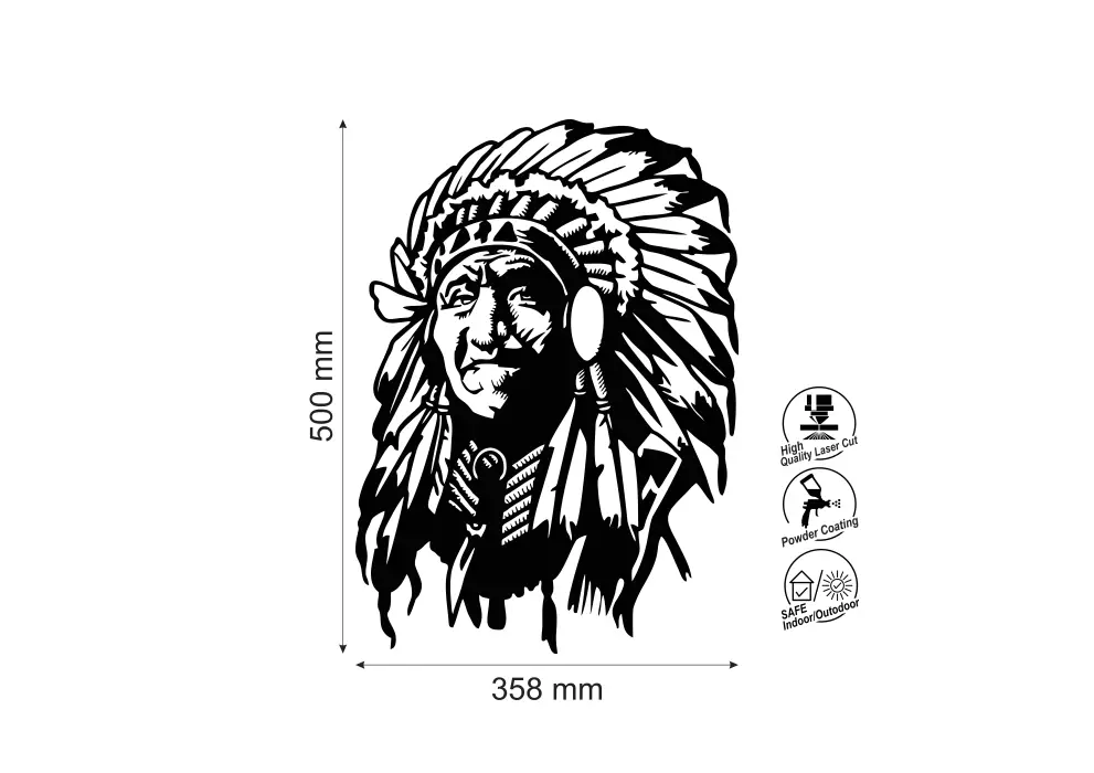 Decoratiune perete metal sef de trib Sioux