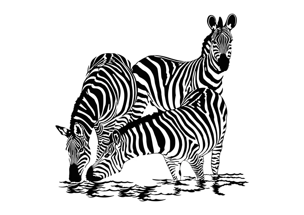 Decoratiune perete metal familie de zebre