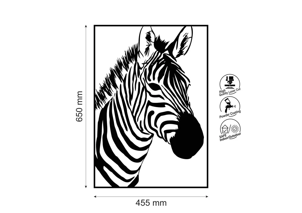 Decoratiune perete metal cap de zebra